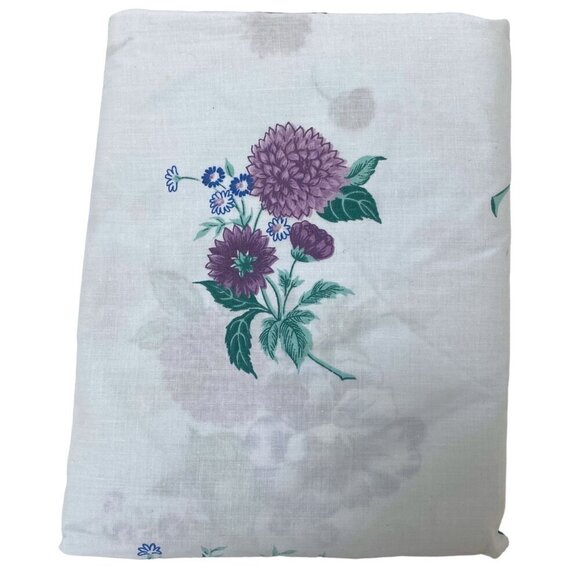 CANNON Full Fitted Sheet White Floral New Vintage No Iron Percale Cotton Blend - Picture 6 of 9